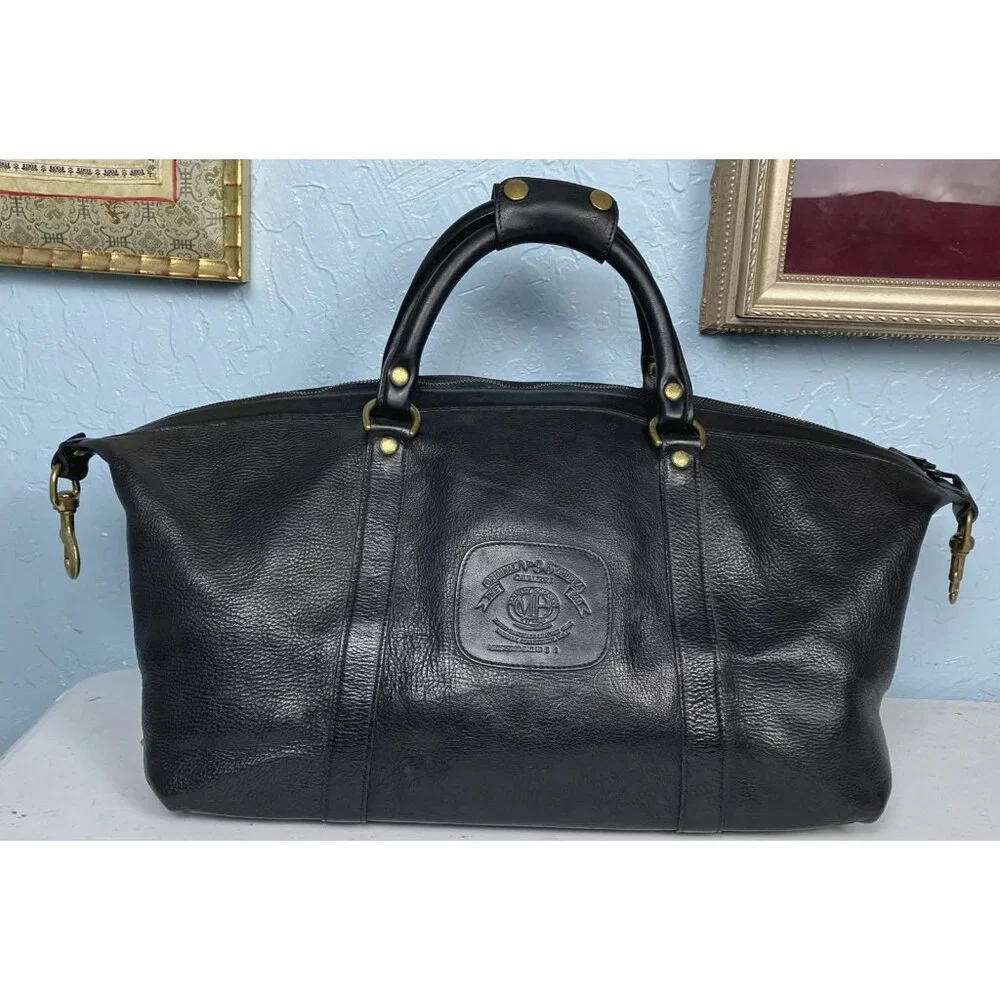 Vintage Ghurka 1990s Cavalier I 96 Duffel Gym Bag Marley Hodgson Black Leather